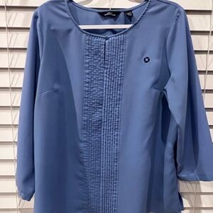 Lands End Blue Pintuck Blouse - Women's Top Chase Employee Apparel uniform